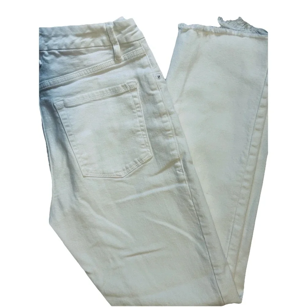 Good American Size 6/28 Raw Hem - Mid Rise - White - Jeans - Ankle (27